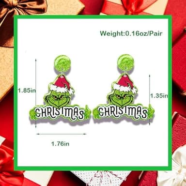 Christmas Earrings for Women Teens, Glitter Acrylic Christma Earrings Accessories for Christmas Parties. Christmas Party Favors, Suit for Christmas Costume Gifts - Image 4