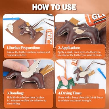 GleamGlee Leather Glue, 60ml Clear, High Strength & Flexible & Waterproof & Clear Leather Repair Glue for Jackets, Purses, Handbags, Sofa, Furniture, Car Seat, Shoes - Image 7