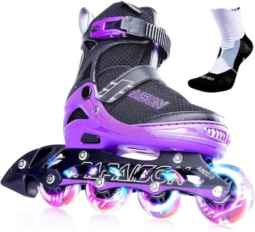 PAPAISON Adjustable Inline Skates for Kids and Adults with Full Light Up Wheels, Outdoor Roller Skates for Girls and Boys, Men and Women - Image 1