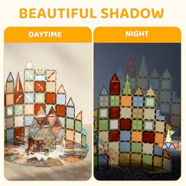 HarworLife 120 PCS Magnetic Tiles, Diamond Magnet Tiles with 2 Cars Magnetic Blocks STEM Toys 3D Kids Preschool Educational Sensory Toys Gift for Toddlers Kids Boys Ages 3 4 5 6 7 8 9+ Year Old - Image 9