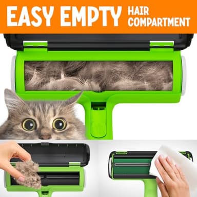 Triton Pet Hair Removal Tool w/Fur Trapping Compartment, 60% Smaller Storage Size, Reusable Shedding Roller, Cat and Dog Hair Remover for Car, Furniture, Carpet, Couch (Green) - Image 4