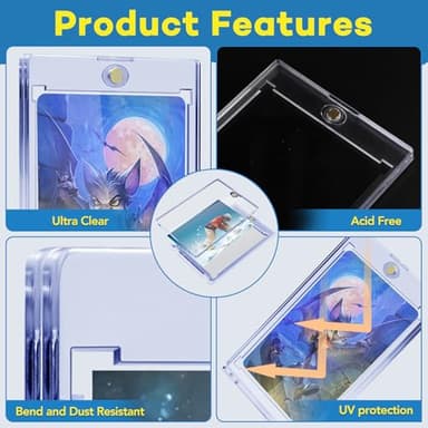 40ct Magnetic Card Holders, 35pt One Touch Card Holder, U-V Protection Hard Plastic Case for Trading Cards, Display Case for Sports, Baseball, Football, Game Cards - Image 3