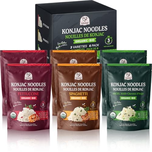 52USA Organic Konjac Shirataki Noodle, Low Carb Pasta 52.8 Oz (1500 g), Angel Hair, Fettuccine, USDA Organic Healthy Spaghetti Noodles (3 Variety - 6 Pack Inside), Keto and Paleo Friendly, Low Calorie, Sugar Free, Vegan, Ready to Eat - Image 1
