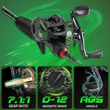 Sougayilang Spinning & Casting Fishing Rod Reel Combos, 2 Pc Sensitive Rod with Stainless Steel Guides for Freshwater Fishing- Casting 6'0" with Right Reel - Image 6