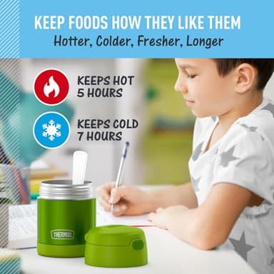 THERMOS FUNTAINER Insulated Food Jar, 10 Ounce, Kid Friendly Food Jar with Foldable Spoon, Lime - Image 5