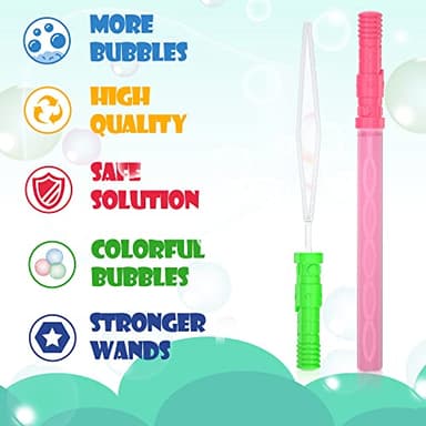 Inscraft 30 Pack 14’’ Big Bubble Wands, 8 Colors Bulk for Summer Toy, Outdoor / Indoor Activity Use, Easter, Birthday, Graduation, Shower, Bubbles Party Favors Supplies for Kids Toddlers - Image 4
