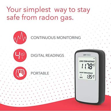 Airthings Corentium Home Radon Detector 223 Portable, Lightweight, Easy-to-Use, (3) AAA Battery Operated, USA Version, pCi/L - Image 4