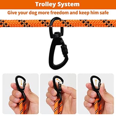 Dog Tie Out Cable for Camping - 50ft/70ft/100ft Portable Reflective Overhead Trolley System for Dogs up to 300lbs - Dog Lead for Yard Camping | Parks | Outdoor Events - Image 2