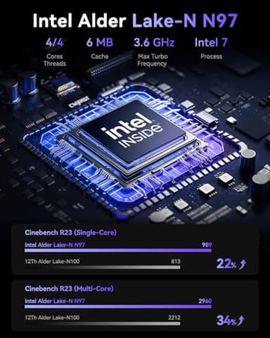 ACEMAGICIAN Vista V1 N97 Mini Pc Computers, 12Th Gen Intel N97(Beat N150/N100, Up to 3.6Ghz), 16GB DDR4 RAM 512GB SSD Mini Computer, UHD 4K HDMI DP, 2.4G/5G WiFi/Bt, Vesa Home/Office Micro Pc - Image 2