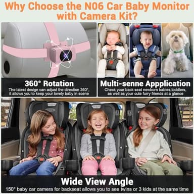 Rohent Car Baby Monitor for Baby Girls - 1080P HD, 360° Adjustable, Night Vision, 150° Wide-Angle Lens, Easy Installation, Perfect for Girls Aged 0-5, Ideal for Parents, Grandparents & Families - Image 6