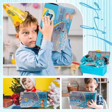 Meland Kids Tool Set - 50PCS Toddler Tool Set with Electronic Toy Drill for Pretend Play, Construction Toy Tools for Kids Age 3-6 Year Old，Gift Idea for Boys Girls Christmas Birthday(Blue) - Image 7