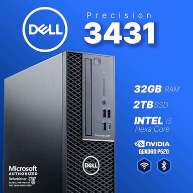 Dell Precision Workstation PC | Quadro P620 GPU - Editing & Design | Windows 11 Pro | Intel i5-9500 | 32GB RAM 2TB SSD | New 24" LCDs | RGB Speakers | WiFi 6 AX200 + BT (Renewed) - Image 9