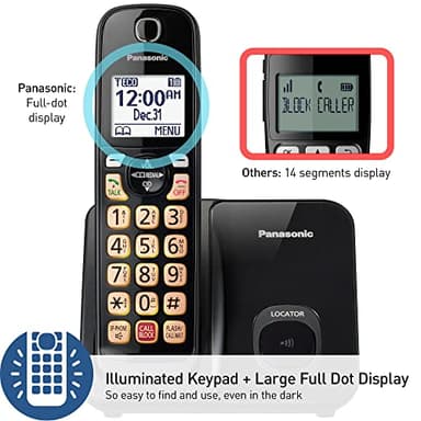 Panasonic Cordless Phone with Advanced Call Block, Bilingual Caller ID and Easy to Read Large High-Contrast Display, Expandable System with 3 Handsets - KX-TGD813B (Black) - Image 5