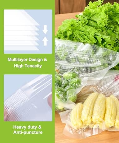 [2025 Upgraded] Bonsenkitchen 3 Rolls 11" x 16' + 3 Rolls 8" x 16' Vacuum Sealer Bags for Food with a Color Box, Easy to Store, Commercial Grade, BPA Free, Great for Food Storage or Sous Vide, VB22 - Image 5