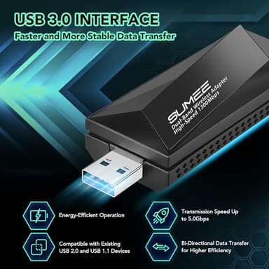 Skrtime USB WiFi Adapter 1300Mbps Foldable Dual Band Wireless Network Dongle for Desktop Laptop PC - Image 2