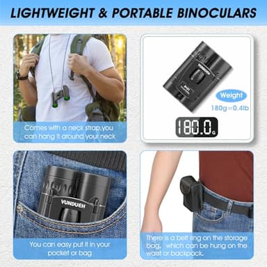Compact HD Binoculars for Adults and Kids, Children Small High Powered Binoculars with Clear Low Light Night Vision, Mini Pocket Lightweight Waterproof for Hunting Bird Watching Travel Concert - Image 6