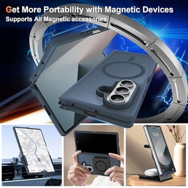 ORETECH Magnetic for Samsung Galaxy Z Fold 7 Case, Translucent Back Non-Slip Hard PC Shockproof Bumper Protective Phone Case Cover for Samsung Z Fold 7 - Navy Blue - Image 2