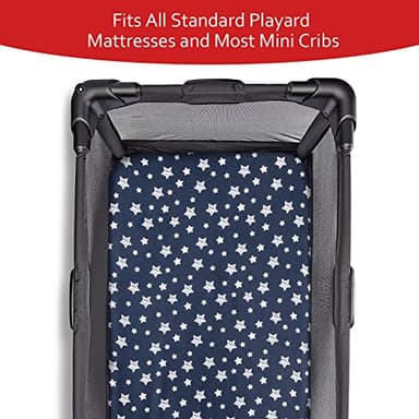 Pack and Play Sheets Boys, 4 Pack Mini Crib Sheets, Stretchy Pack and Play Playard Fitted Sheet, Compatible with Graco Pack n Play, Soft and Breathable Material, Navy - Image 3
