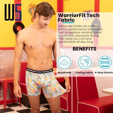 Warriors & Scholars Boxer Briefs For Men Pack Of 6, Ultra Soft, Breathable Quick Dry, Moisture-Wicking Mens Underwear, AM15F L - Image 2