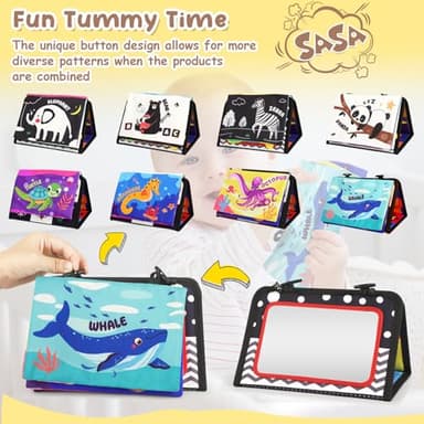URMYWO Tummy Time Toy - Black and White High Contrast Baby Toys for Newborn - Baby Visual Stimulation Mirror - Montessori Sensory Crinkle Toy for Infant 0-3-6-12 Months - Shower Gift for Boy Girl - Image 3