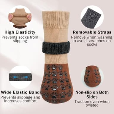 SCENEREAL Dog Socks to Prevent Licking Paws for Hardwood Floors Anti Slip, Dog Grippy Socks Shoes for Senior Small to Large Dogs, Dog Boots & Paw Protectors for Hot/Cold Scratching Pavement - Image 5