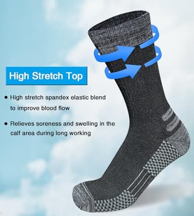 suaskk Men's Crew Work Boot Socks Thick Cushioned Moisture Wicking Hiking Sock 4 Pairs - Image 5