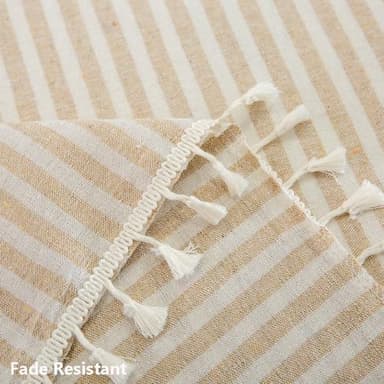 TruDelve 120 Inch Extra Long Tablecloth Beige Striped Tablecloths Washable Cloth Tablecloths for 8 Foot Rectangle Tables (Beige,120"x55",Rectangular) - Image 5