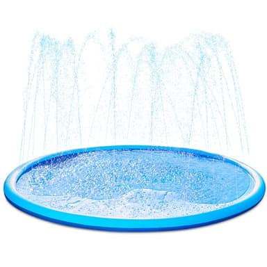 SLOOSH 120" Non-Slip Splash Pad Sprinkler - Outdoor Water Toys Play Mat for Toddlers Kids Dogs, Outside Thickened Sprinkler Pool Party Durable Backyard Fountain for Girls Boys Pets(120in, Blue) - Image 8