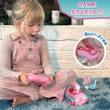 Nueplay Remote Control Car for Toddler Age 2 3 4 5, Electric RC Toys with Light & Music, Toddler Toys, Race Vehicles, Horse Figures Truck, Christmas Birthday Gift for Baby Girls, Pink - Image 2