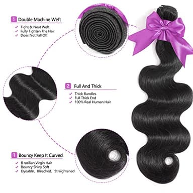 BEANATASHA 12A Human Hair Bundles 16 18 20 Inch Body Wave Bundles Human Hair 100% Unprocessed Brazilian Virgin Weave 3 Bundles Deals - Image 2