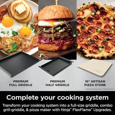 Ninja FlexFlame, Grill and Smoker, Electric and Propane Grill, Roaster, BBQ Grill, 5-in-1 Cooking System, 3 Burner, Digital Control, Outdoor Cooking, Griddle, Pizza Maker, Stainless Steel, PG301 - Image 6
