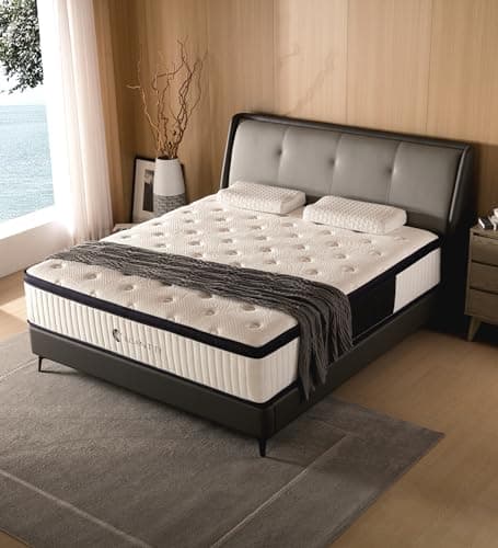 KOANTTI Queen Mattress,12 Inch Queen Size Mattresses Memory Foam Hybrid White Mattress in a Box,with Provide Support and Improve Sleep Mattresses,Medium Firm,CertiPUR-US. - Image 1