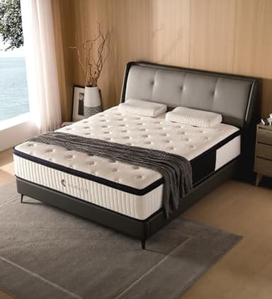 KOANTTI Queen Mattress,12 Inch Queen Size Mattresses Memory Foam Hybrid White Mattress in a Box,with Provide Support and Improve Sleep Mattresses,Medium Firm,CertiPUR-US. - Image 1