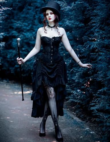 Women Pirate Skirt Ruffle Long Skirt Steampunk Maxi Skirt Black S - Image 4