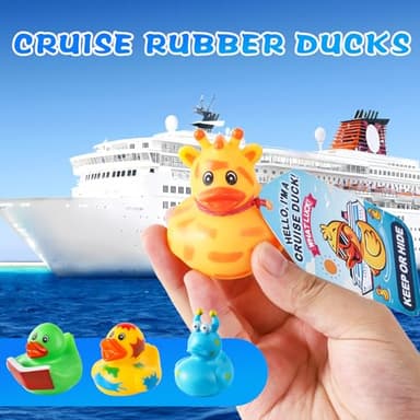 100 Pcs Cruise Rubber Ducks Kits Includes 30 Pcs Cruise Ducks 30 Pcs Cruising Duck Tags and 40 Pcs Rubber Bands, Bulk Assortment Ducks for Jeep Cruising Ships Hiding Carnival Ducking Bath Toys - Image 6