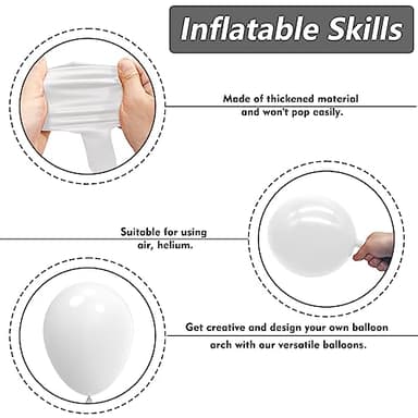 NISOCY White Balloons,102PCS 18In 12In 10In 5In White Latex Balloons Arch Garland for Wedding,Bride Engagement, Festival Picnic, Birthday,White Theme Anniversary Christmas Decoration - Image 5