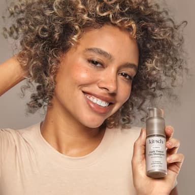 Kitsch Volumizing Rice Protein Dry Shampoo Powder - Dry Shampoo for Women & Men, Dark Hair, No White Cast, Absorbs Oil, Non-Greasy, Fragrance Free, Travel Size in Pump Form - Dark Tinted 1oz - Image 8