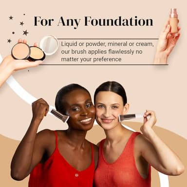 Keshima Foundation Brush Flat Top Kabuki - Premium Foundation Brush for Liquid Makeup, Cream, and Powder - Buffing, Blending, and Face (Regular Size, White) - Image 5