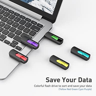 Aiibe 128GB Flash Drive 5 Pack 128GB USB Flash Drives Thumb Drive 128 GB USB Drive USB 2.0 Memory Sticks Jump Drives 128G (5 Pack, Red Green Cyan Yellow Purple) - Image 2