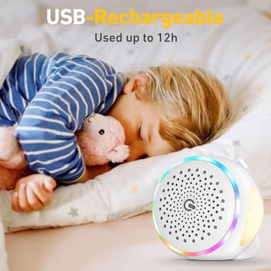 White Noise Machine, Portable with 27 Soothing Sounds for Baby, Adults & Kids Sleep, 5 Timers & 8 Colors Night Light & Rechargeable Battery, Sound Therapy for Travel, Office, Home & Gift - Image 4