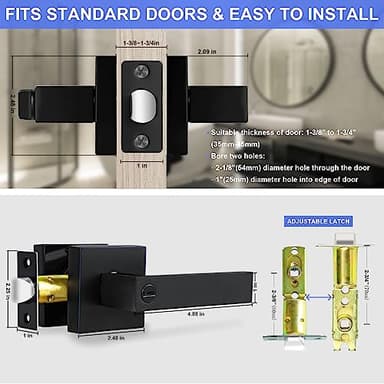 RAZCC Privacy Door Levers, 10 Pack Matte Black Door Handles Heavy Duty Bed and Bath Door Locks Interior Keyless Locksets, Reversible for Left Right Handed Doors - Image 4