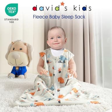 david's kids Micro Fleece Baby Sleep Sack 0-6 Months, Soft Warm Baby Wearable Blankets with 2-Way Zipper, 2 Pack Comfy Sleeping Bags for Infant Newborn Boys Girls Neutral, Small Size, Dinosaur - Image 2