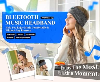 Perytong Sleeping Headphones Bluetooth Headband, Soft Long Time Play Sleeping Headsets with Built in Speakers Perfect for Workout,Running,Yoga,Travel, Darkgray - Image 9
