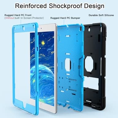 OKP Case for iPad 6th Generation/iPad 5th Generation/iPad 9.7 inch/iPad Air 2, Shockproof Case for iPad 9.7 inch 2018/2017 with Kickstand, Black+Blue - Image 4