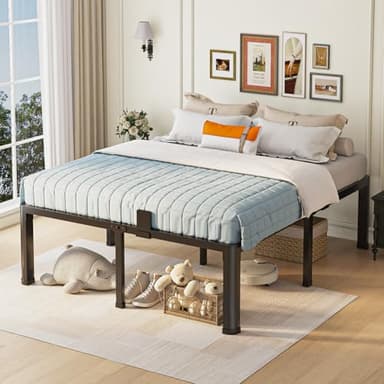 Yitong Angel 18 inch King Size Bed Frame with Round Corner Legs Mattress Slide Stopper,3500 lbs Heavy Duty Metal Platform,Steel Slat Support,No Box Spring Needed,Easy Assembly,Noise Free - Image 2