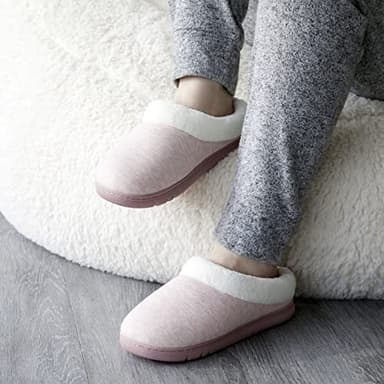 Dearfoams Women's Olive Memory Foam Sweatshirt Clog Slipper, Pale Mauve, Large - Image 5