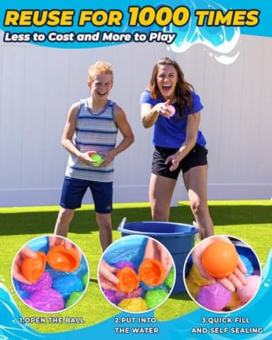 SOPPYCID Reusable Magnetic Water Balloons：16 Pack Refillable Water Bomb Splash Balls Self Sealing Quick Fill - Latex-Free Silicone Water Toys for Kids Adults - Water Games Outside Beach Pool Party - Image 3