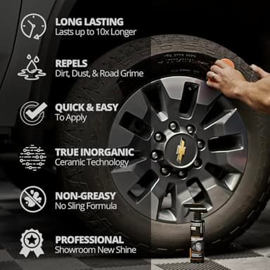 CERAKOTE Rapid Ceramic Tire Coat – Showroom New Tire Shine – Deep Tire Black Finish – Lasts Up to 10x Longer – No Sling, Non-Greasy Ceramic Tire Coating for Car, Truck & SUV – Easy Application (10oz) - Image 2