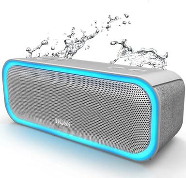 DOSS SoundBox Pro Bluetooth Speaker with 20W Stereo Sound, Active Extra Bass, IPX6 Waterproof, TWS Pairing, Multi-Colors Lights, 20H Playtime, Portable for Beach, Outdoor-Grey - Image 1