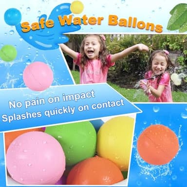 98K Reusable Water Balloons 6Pcs with Mesh Bag, Self Sealing Silicone Ball Latex-Free, No Clean Hassle, Easy to Fill, Summer Toys Water Toy Swimming Pool Beach Park Yard Outdoor Games Party Supplies - Image 5